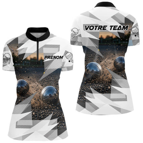 Polo Pétanque Personnalisé – Dynamique Performance Terrain - Polo Zippé Femme