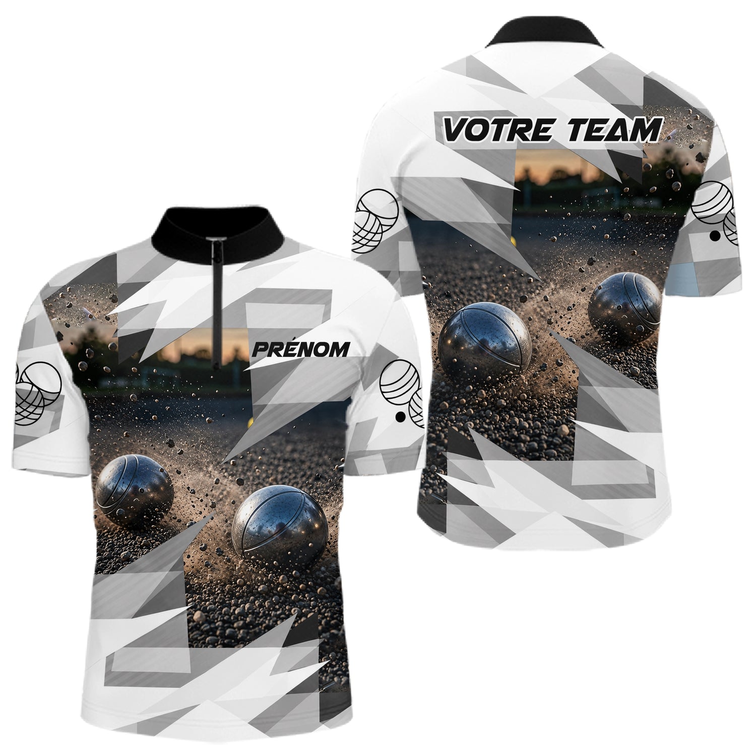 Polo Pétanque Personnalisé – Dynamique Performance Terrain - Polo Zippé Homme