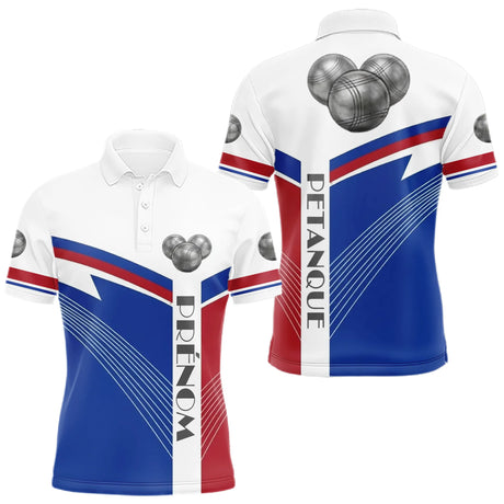 Polo Pétanque Personnalisé France - Boulodromes Bleu Blanc Rouge - Polo Homme