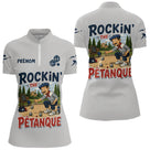 Polo Pétanque Personnalisé Gris - Style Rétro Français - Polo Zippé Femme