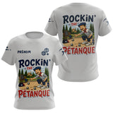 Polo Pétanque Personnalisé Gris - Style Rétro Français - T-Shirt Femme
