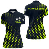 Polo Pétanque Personnalisé Homme - Noir & Vert Fluo Club - Polo Zippé Femme