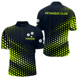 Polo Pétanque Personnalisé Homme - Noir & Vert Fluo Club - Polo Zippé Homme