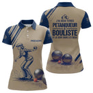 Polo Pétanque Personnalisé Marine et Sable - Cadeau Bouliste - Polo Femme