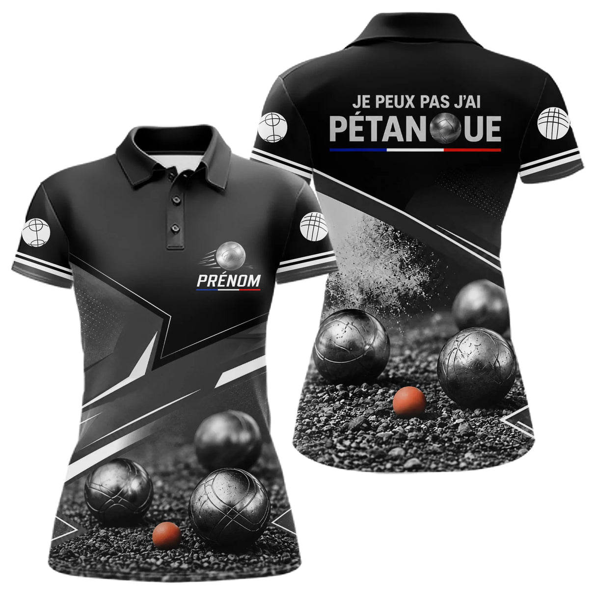 Polo Pétanque Personnalisé Noir - J'peux Pas J'ai - Polo Femme