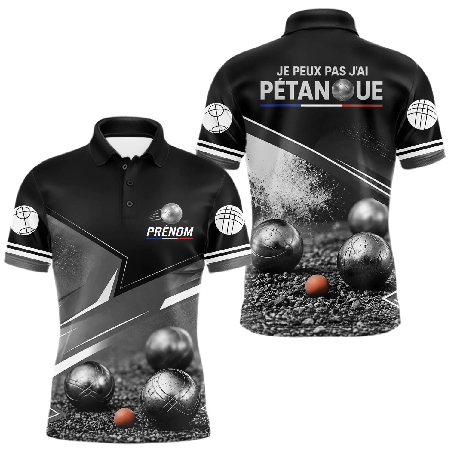 Polo Pétanque Personnalisé Noir - J'peux Pas J'ai - Polo Homme
