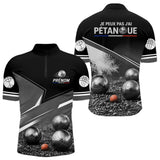 Polo Pétanque Personnalisé Noir - J'peux Pas J'ai - Polo Zippé Homme