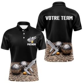 Polo Pétanque Personnalisé Noir - Nom & Team - Polo Homme