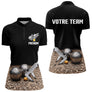 Polo Pétanque Personnalisé Noir - Nom & Team - Polo Zippé Femme
