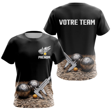 Polo Pétanque Personnalisé Noir - Nom & Team - T-Shirt Femme