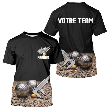 Polo Pétanque Personnalisé Noir - Nom & Team - T-Shirt Homme