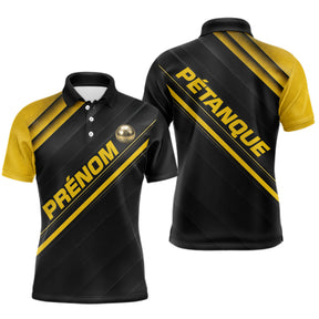 Polo Pétanque Personnalisé Noir & Or - Cadeau Joueur Boules - Polo Homme