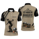 Polo Pétanque Personnalisé Noir et Sable - Cadeau Bouliste - Polo Homme