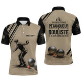 Polo Pétanque Personnalisé Noir et Sable - Cadeau Bouliste - Polo Homme