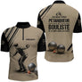 Polo Pétanque Personnalisé Noir et Sable - Cadeau Bouliste - Polo Zippé Homme
