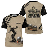 Polo Pétanque Personnalisé Noir et Sable - Cadeau Bouliste - T-Shirt Homme