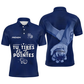Polo Pétanque Personnalisé Prénom - Bleu Marine Tu Tires - Polo Homme