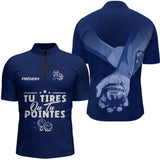 Polo Pétanque Personnalisé Prénom - Bleu Marine Tu Tires - Polo Zippé Homme