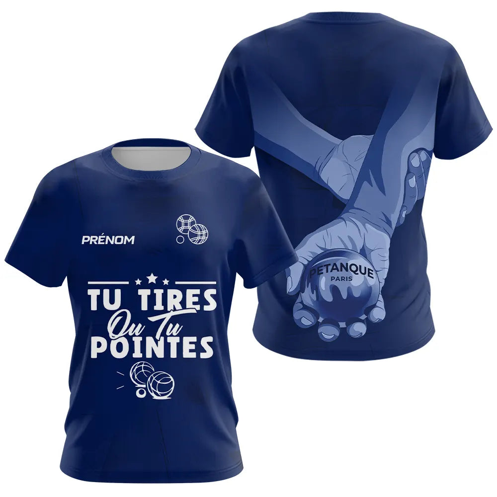Polo Pétanque Personnalisé Prénom - Bleu Marine Tu Tires - T-Shirt Femme