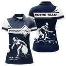 Polo Pétanque Personnalisé Prénom - Design Bleu & Blanc - Polo Femme