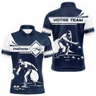 Polo Pétanque Personnalisé Prénom - Design Bleu & Blanc - Polo Homme