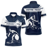 Polo Pétanque Personnalisé Prénom - Design Bleu & Blanc - Polo Homme