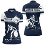 Polo Pétanque Personnalisé Prénom - Design Bleu & Blanc - Polo Zippé Femme