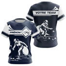 Polo Pétanque Personnalisé Prénom - Design Bleu & Blanc - T-Shirt Femme