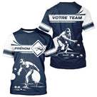 Polo Pétanque Personnalisé Prénom - Design Bleu & Blanc - T-Shirt Homme