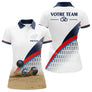Polo Pétanque Personnalisé Prénom & Équipe - Bleu Blanc - Polo Femme