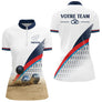 Polo Pétanque Personnalisé Prénom & Équipe - Bleu Blanc - Polo Zippé Femme