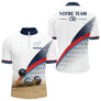Polo Pétanque Personnalisé Prénom & Équipe - Bleu Blanc - Polo Zippé Homme