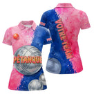 Polo Pétanque Personnalisé – Rose & Bleu Aquarelle - Polo Femme