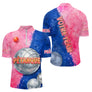 Polo Pétanque Personnalisé – Rose & Bleu Aquarelle - Polo Zippé Homme