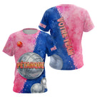Polo Pétanque Personnalisé – Rose & Bleu Aquarelle - T-Shirt Femme