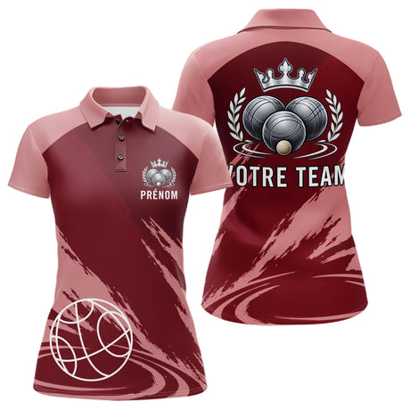 Polo Pétanque Personnalisé Rouge - Idée Cadeau Boulistes - Polo Femme