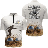 Polo Pétanque Personnalisé Sable – Passion Bouliste Beige & Gris - Polo Zippé Homme