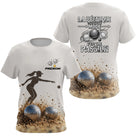 Polo Pétanque Personnalisé Sable – Passion Bouliste Beige & Gris - T-Shirt Femme
