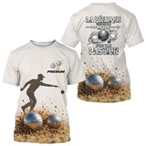 Polo Pétanque Personnalisé Sable – Passion Bouliste Beige & Gris - T-Shirt Homme