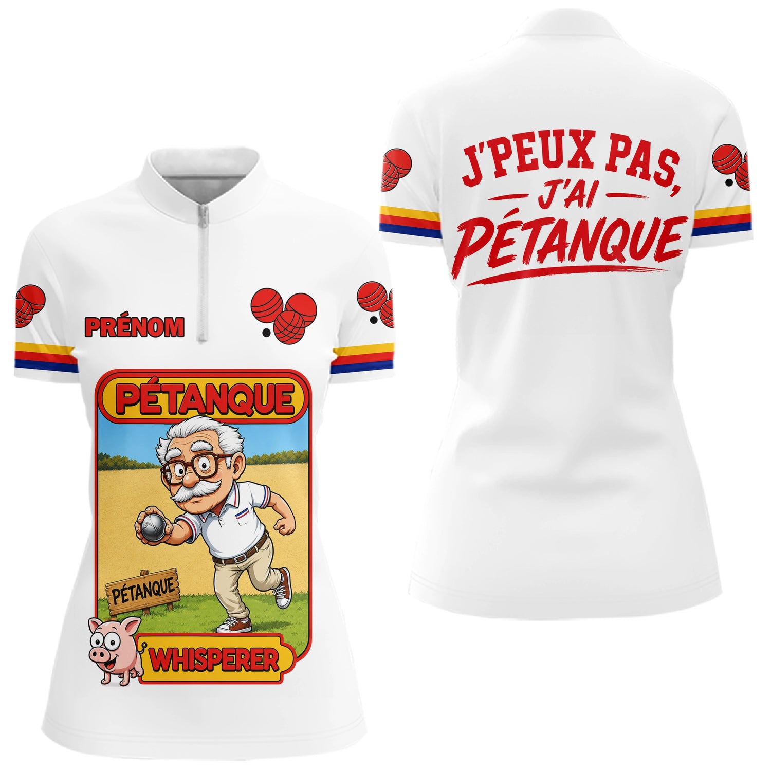 Polo Pétanque Personnalisé – Style Inégalé Boulodrome - Polo Zippé Femme
