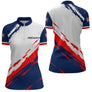 Polo Pétanque Personnalisé Tricolore - Blanc Bleu Rouge Design - Polo Zippé Femme