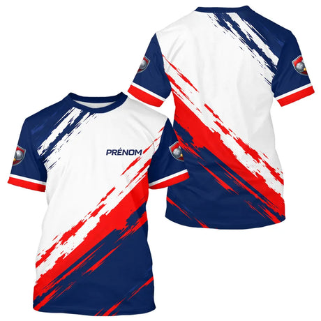 Polo Pétanque Personnalisé Tricolore - Blanc Bleu Rouge Design - T-Shirt Homme