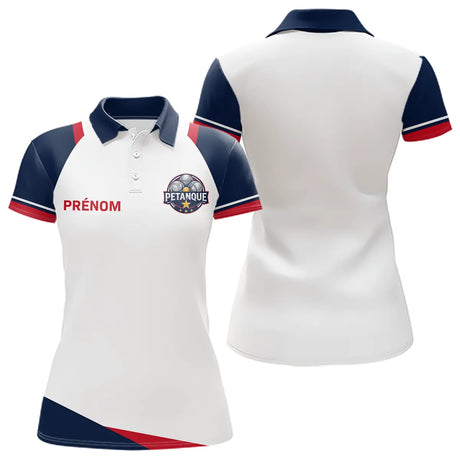 Polo Pétanque Personnalisé Tricolore - Bleu Blanc Rouge Boules - Polo Femme