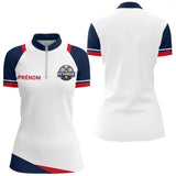 Polo Pétanque Personnalisé Tricolore - Bleu Blanc Rouge Boules - Polo Zippé Femme