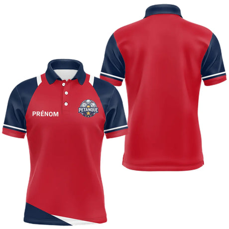 Polo Pétanque Personnalisé Tricolore - Bleu Rouge Boules - Polo Homme