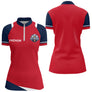 Polo Pétanque Personnalisé Tricolore - Bleu Rouge Boules - Polo Zippé Femme