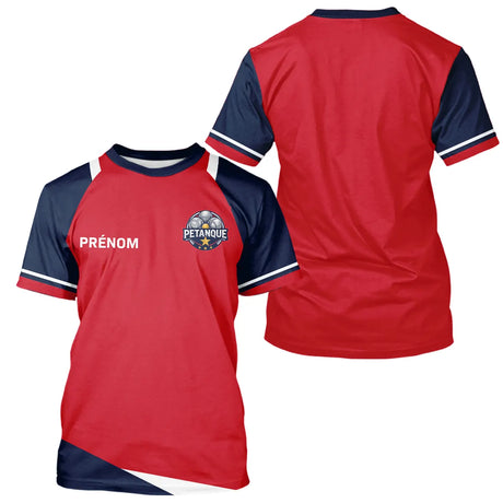 Polo Pétanque Personnalisé Tricolore - Bleu Rouge Boules - T-Shirt Homme