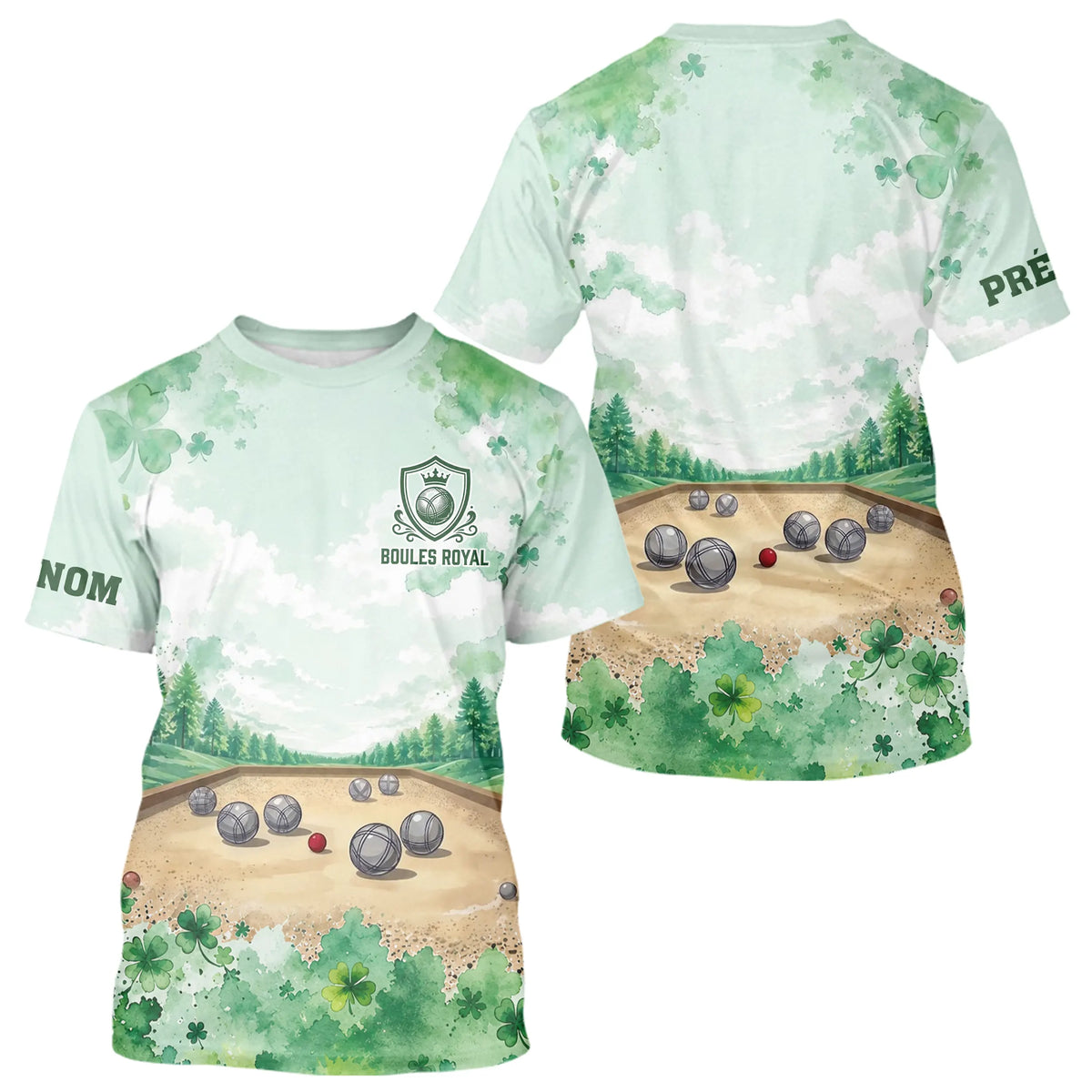 Polo Pétanque Personnalisé Vert Trèfle - Boules Royal Homme Femme - T-Shirt Homme