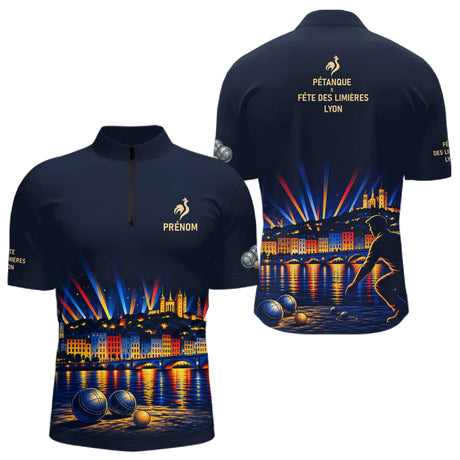 Polo Pétanque Personnalisable - Lyon Fête des Lumières - Polo Zippé Homme