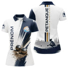 Polo Pétanque Prénom - Boulodrome 3D Bleu & Blanc Sur Mesure - Polo Femme